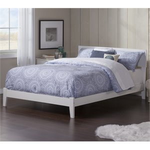 Leo & Lacey Contemporary Full Solid Wood Foundation Bed in White