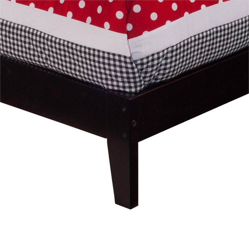 Leo & Lacey Contemporary Twin Solid Wood Foundation Bed in Espresso