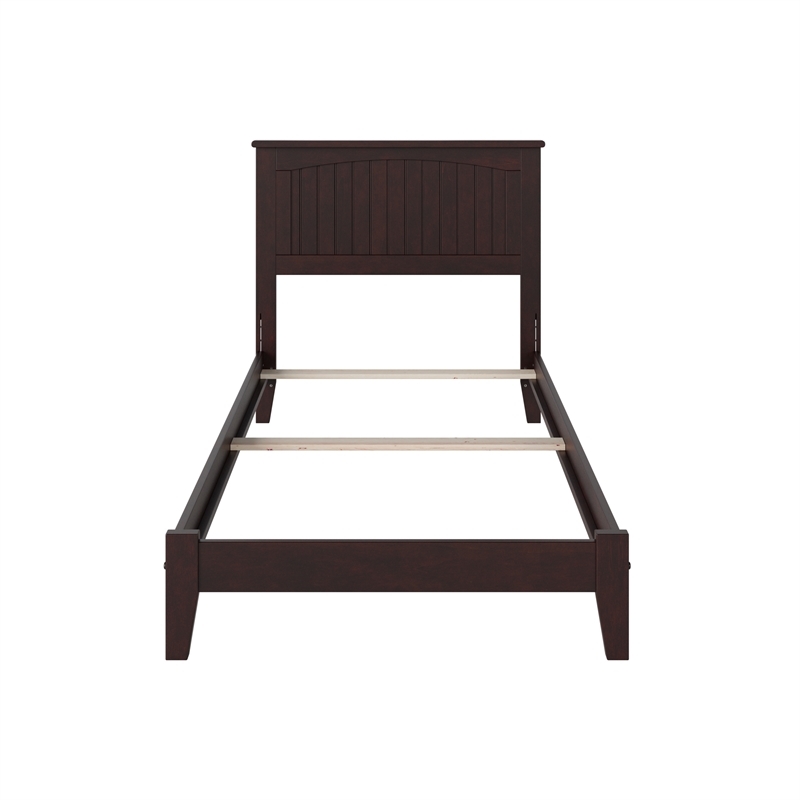 Leo & Lacey Contemporary Twin Solid Wood Foundation Bed in Espresso