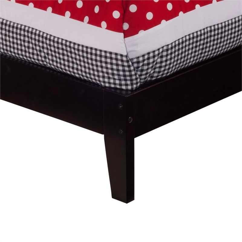 Leo & Lacey Contemporary Twin Solid Wood Foundation Bed in Espresso