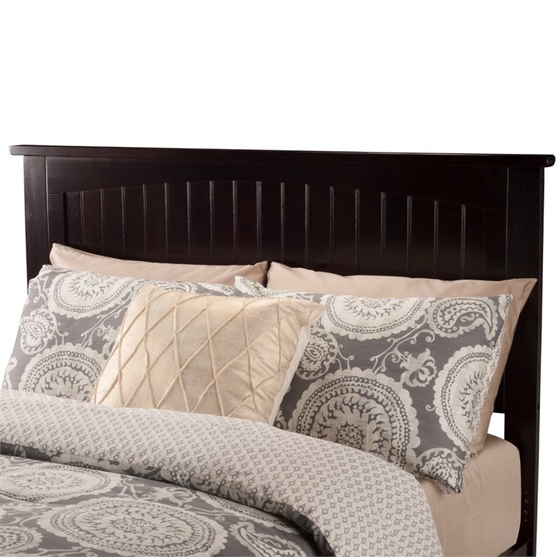 Leo & Lacey Contemporary Queen Solid Wood Foundation Bed in Espresso