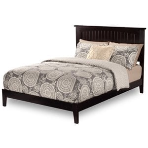 Leo & Lacey Contemporary Queen Solid Wood Foundation Bed in Espresso