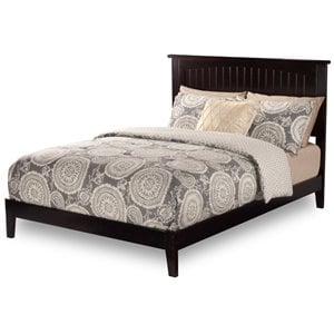 Leo & Lacey Contemporary King Solid Wood Foundation Bed in Espresso
