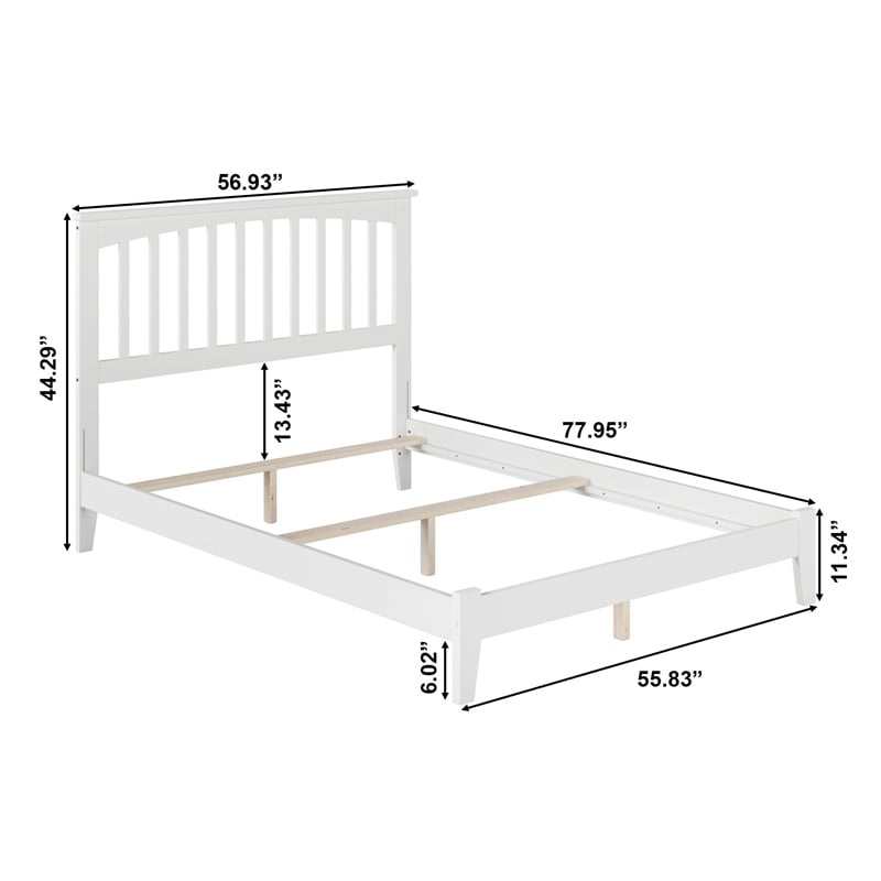 Leo & Lacey Contemporary Full Solid Wood Foundation Bed in White