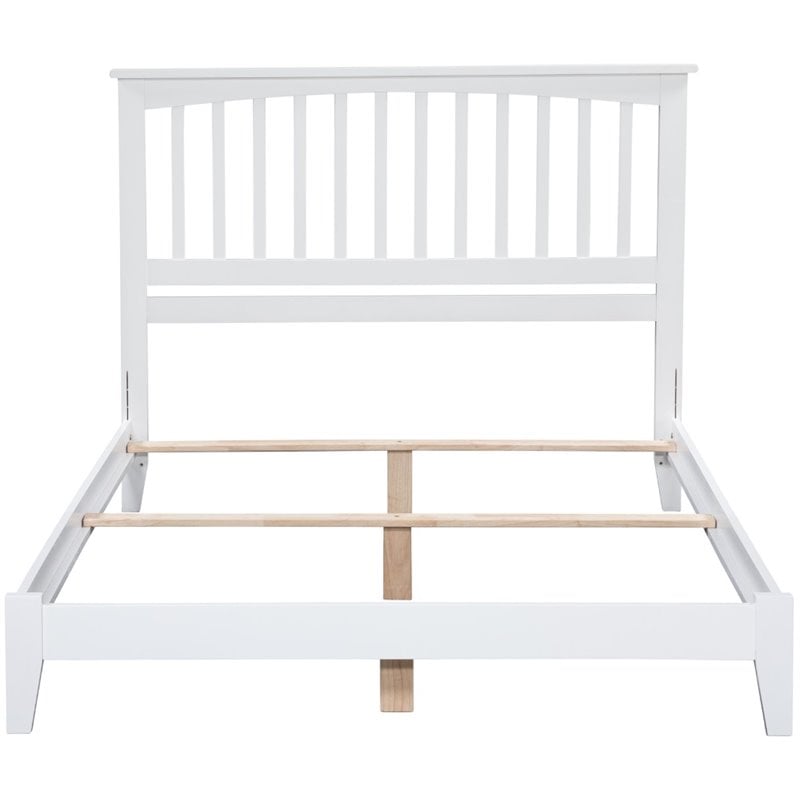 Leo & Lacey Contemporary Full Solid Wood Foundation Bed in White