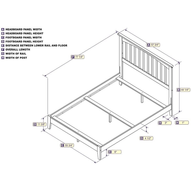 Leo & Lacey Contemporary Full Solid Wood Foundation Bed in White