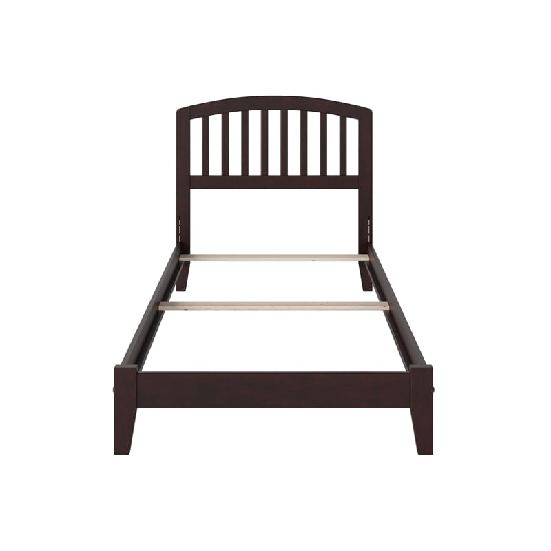 Leo & Lacey Contemporary Twin XL Solid Wood Foundation Bed in Espresso
