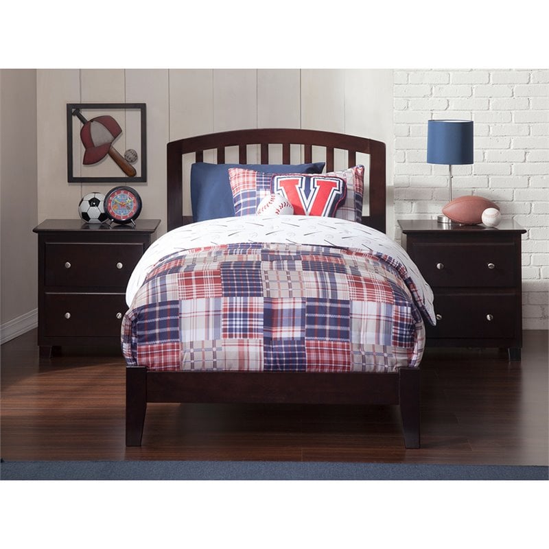 Leo & Lacey Contemporary Twin XL Solid Wood Foundation Bed in Espresso