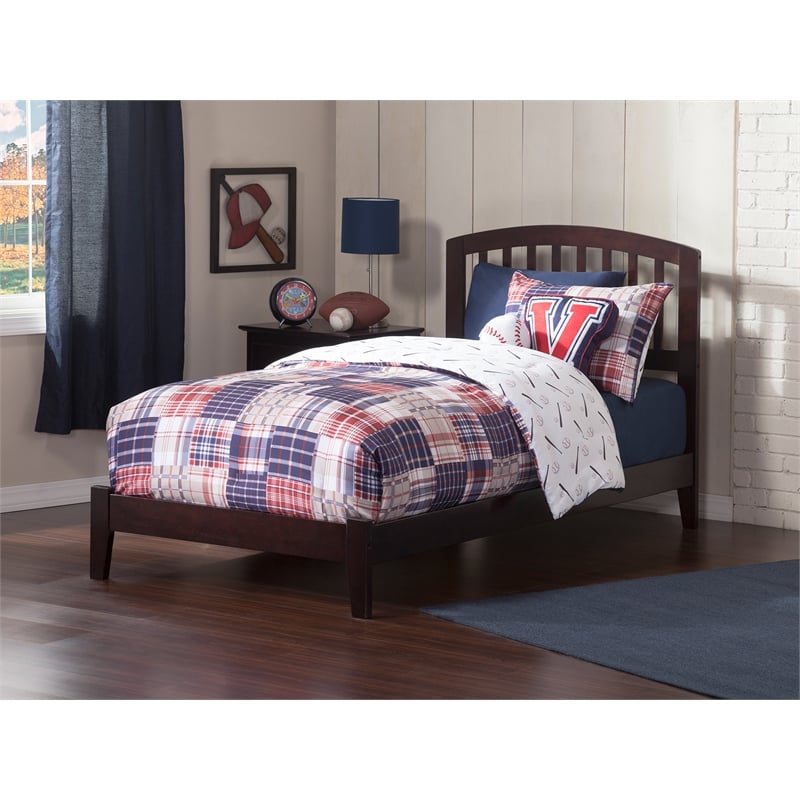 Leo & Lacey Contemporary Twin XL Solid Wood Foundation Bed in Espresso