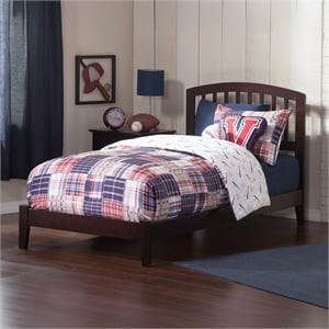 Leo & Lacey Contemporary Twin Solid Wood Foundation Bed in Espresso