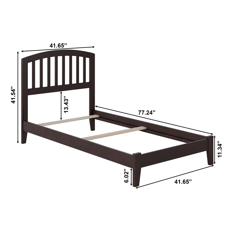Leo & Lacey Contemporary Twin Solid Wood Foundation Bed in Espresso