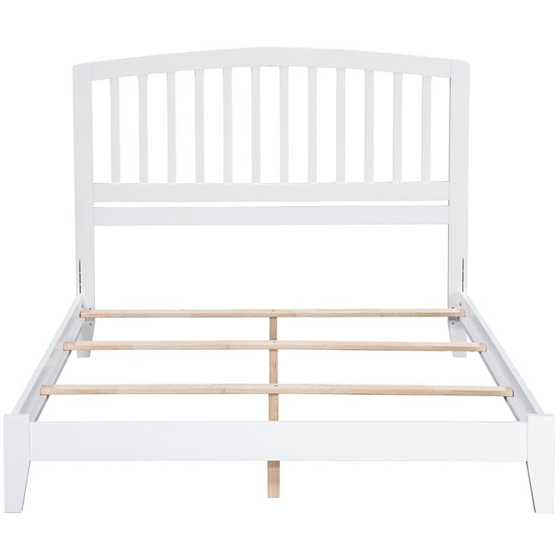 Leo & Lacey Contemporary Queen Solid Wood Foundation Bed in White