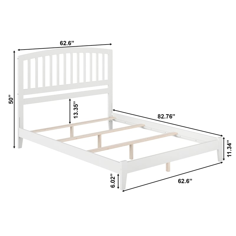 Leo & Lacey Contemporary Queen Solid Wood Foundation Bed in White