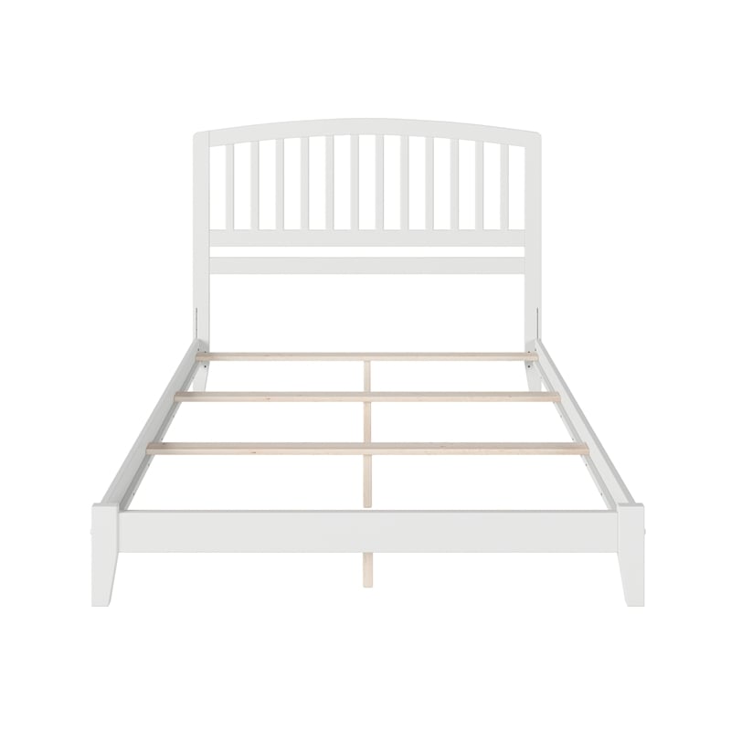 Leo & Lacey Contemporary Queen Solid Wood Foundation Bed in White