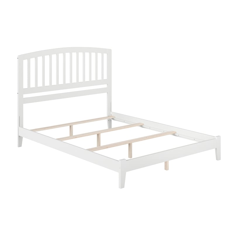 Leo & Lacey Contemporary Queen Solid Wood Foundation Bed in White