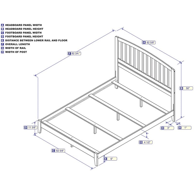 Leo & Lacey Contemporary Queen Solid Wood Foundation Bed in White