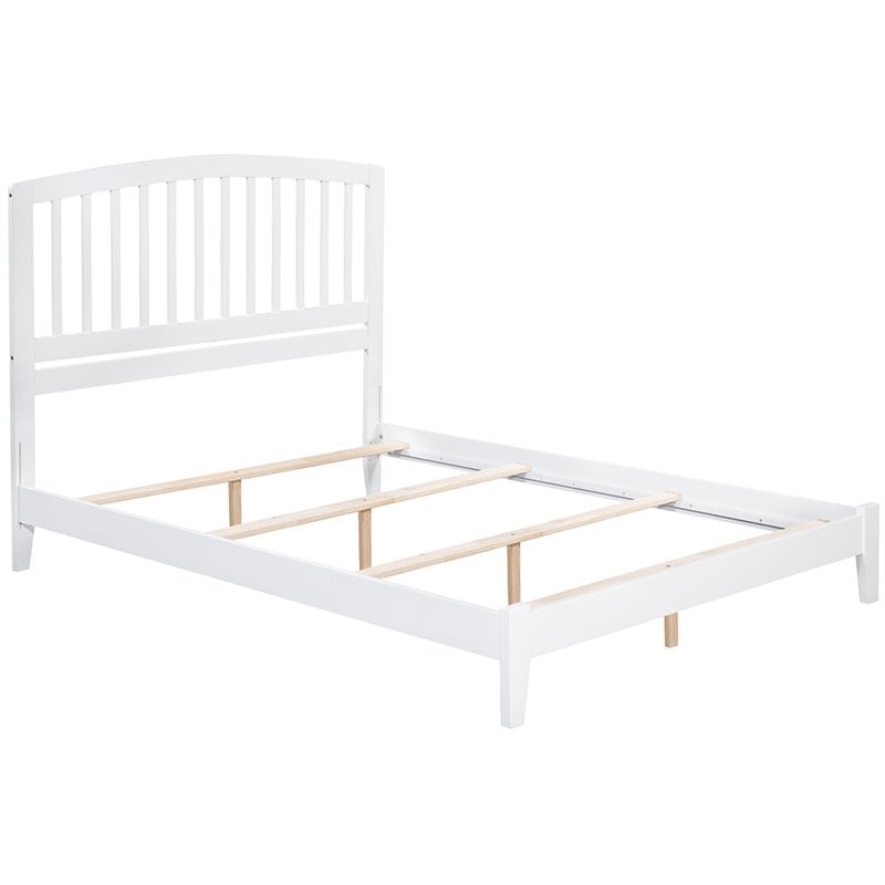 Leo & Lacey Contemporary Queen Solid Wood Foundation Bed in White