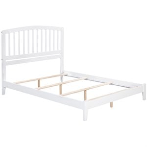 Leo & Lacey Contemporary Queen Solid Wood Foundation Bed in White