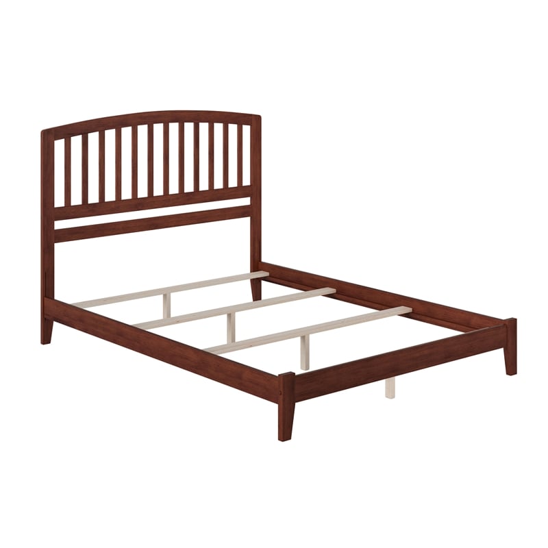 Leo & Lacey Contemporary King Solid Wood Foundation Bed in Walnut