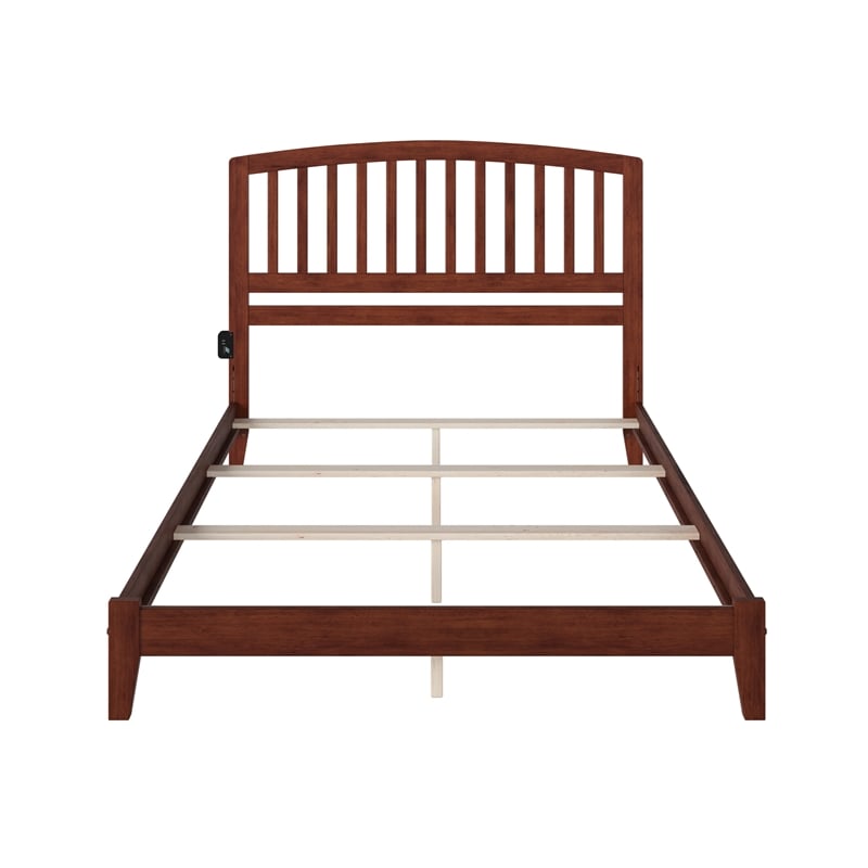 Leo & Lacey Contemporary King Solid Wood Foundation Bed in Walnut