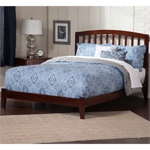 Leo & Lacey Contemporary King Solid Wood Foundation Bed in Walnut