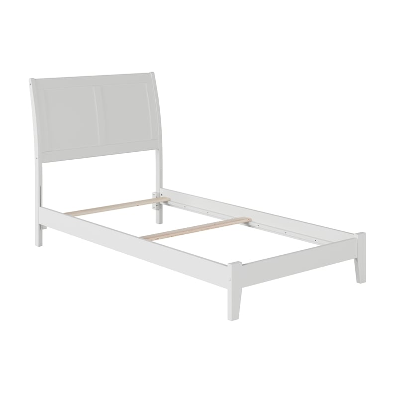 Leo & Lacey Contemporary Twin XL Solid Wood Foundation Bed in White
