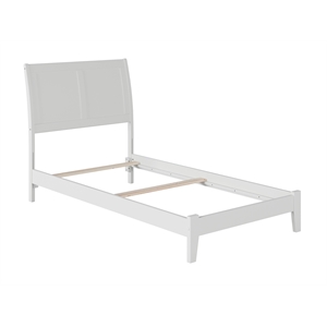 Leo & Lacey Contemporary Twin XL Solid Wood Foundation Bed in White