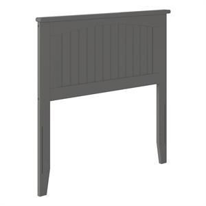 Leo & Lacey Modern Solid Wood Twin Panel Headboard with Turbo Charger in Gray