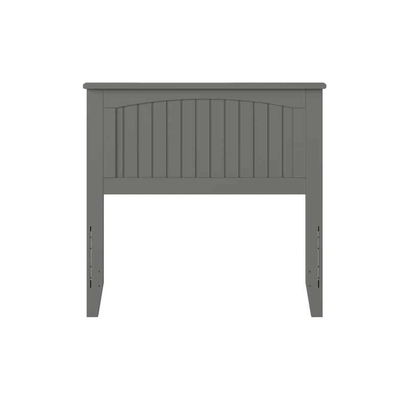 Leo & Lacey Modern Solid Wood Twin Panel Headboard with Turbo Charger in Gray