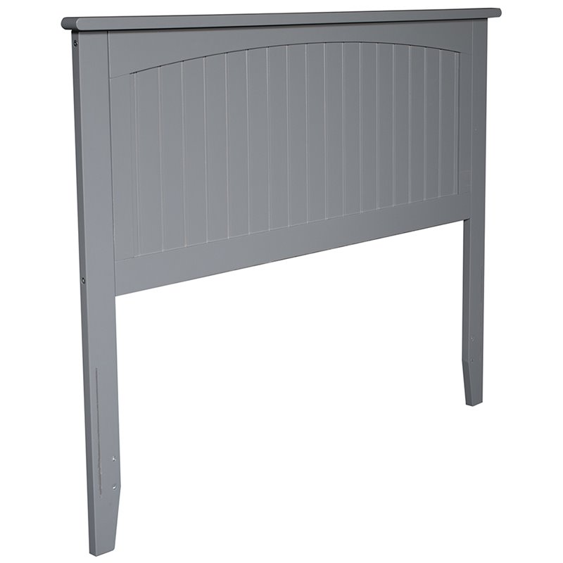 Leo & Lacey Modern Wood Full Panel Headboard with Turbo Charger in Gray