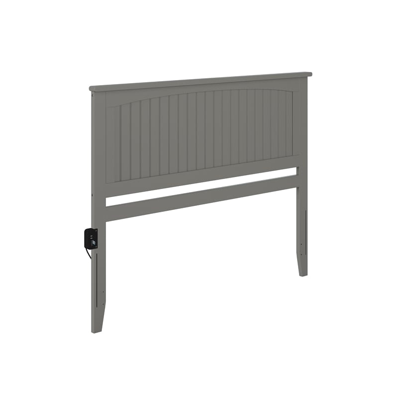 Leo & Lacey Modern Wood Queen Panel Headboard with Turbo Charger in Gray