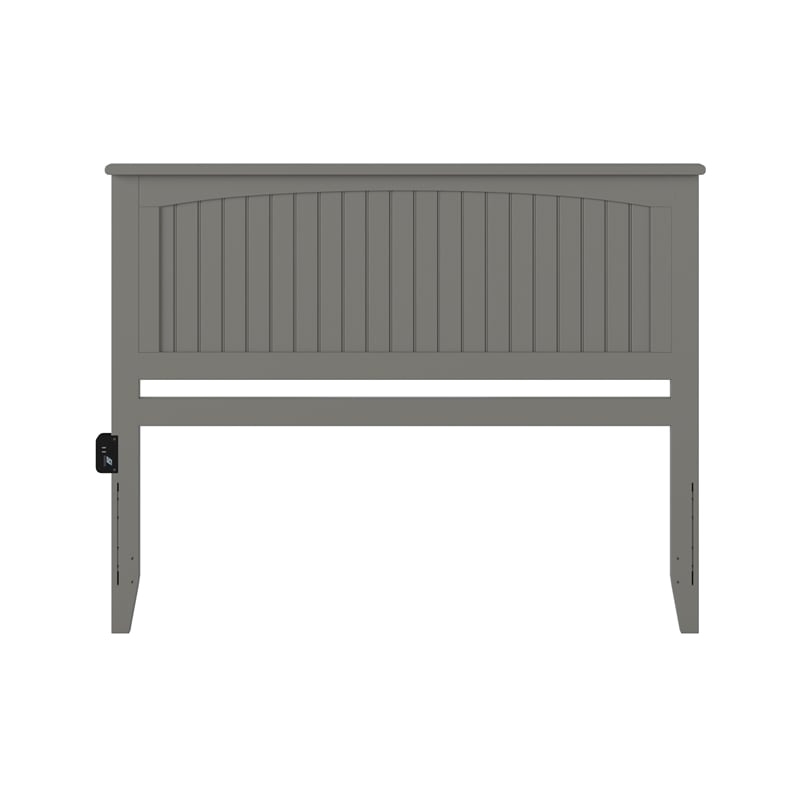 Leo & Lacey Modern Wood Queen Panel Headboard with Turbo Charger in Gray