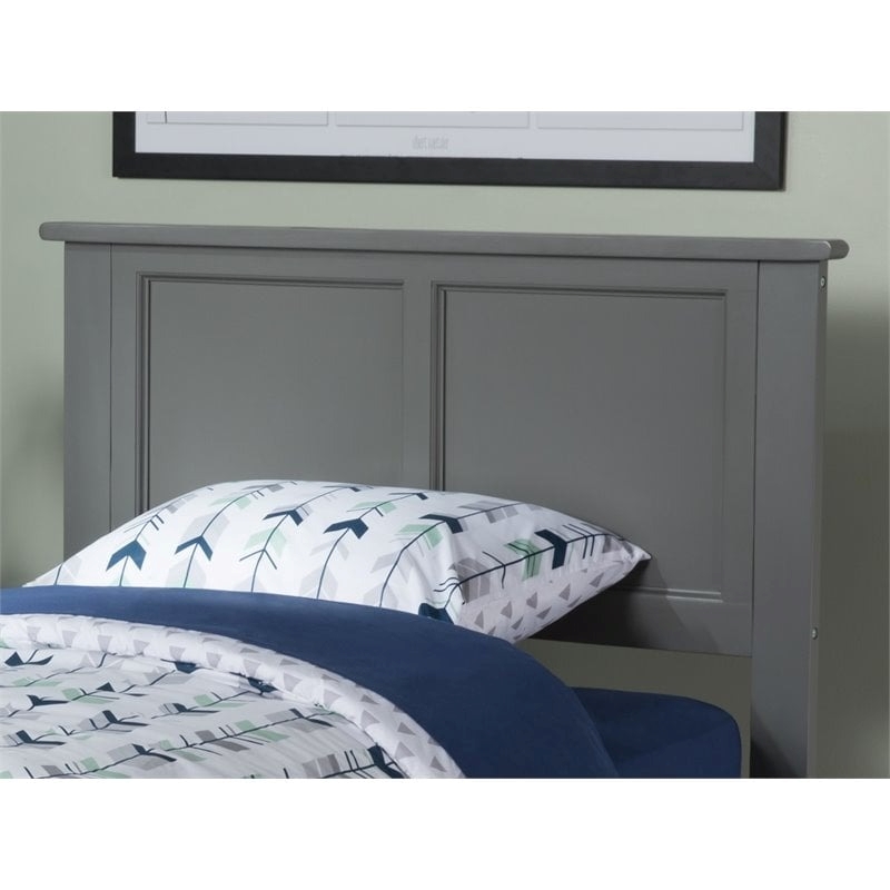 Leo & Lacey Madison Twin Solid Wood Panel Headboard in Grey