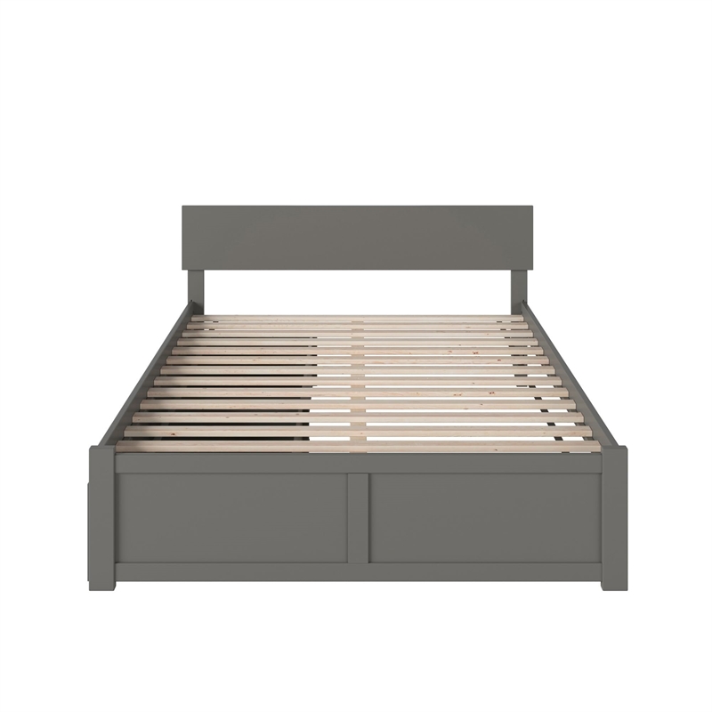 Leo & Lacey Modern Solid Wood Twin XL Platform Bed with Footboard in Gray
