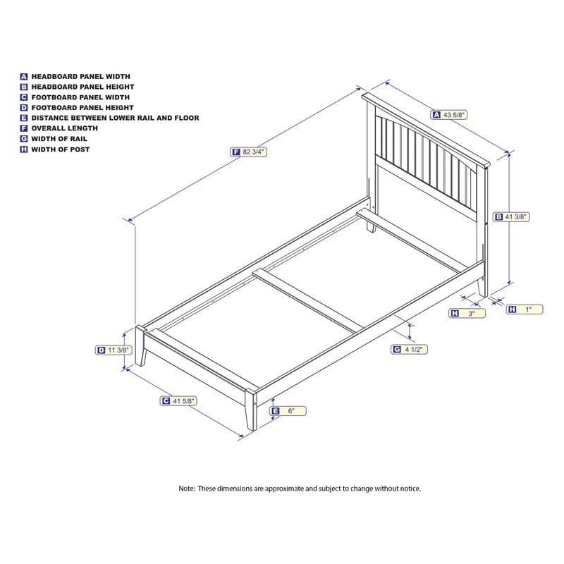 Leo & Lacey Traditional Wood Twin XL Panel Bed with USB Charger in Gray