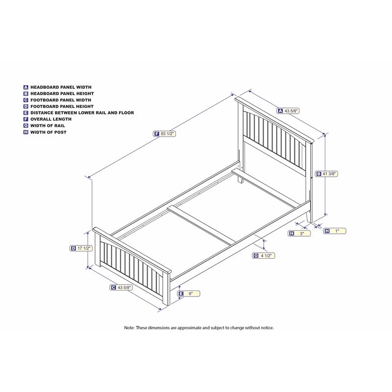 Leo & Lacey Solid Wood Twin XL Platform Bed with USB Charging Station in Gray