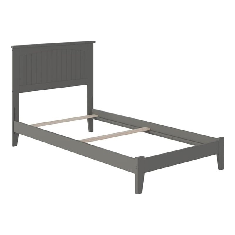 Leo & Lacey Solid Wood Twin Panel Bed with USB Charging Station in Gray