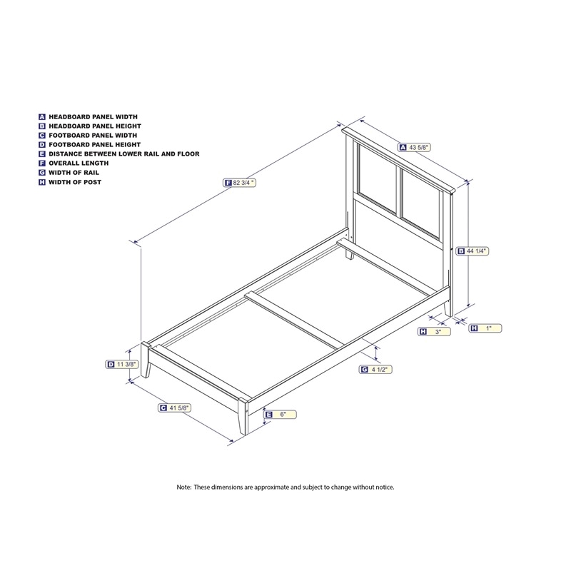 Leo & Lacey Madison Twin XL Solid Wood Foundation Bed in Grey