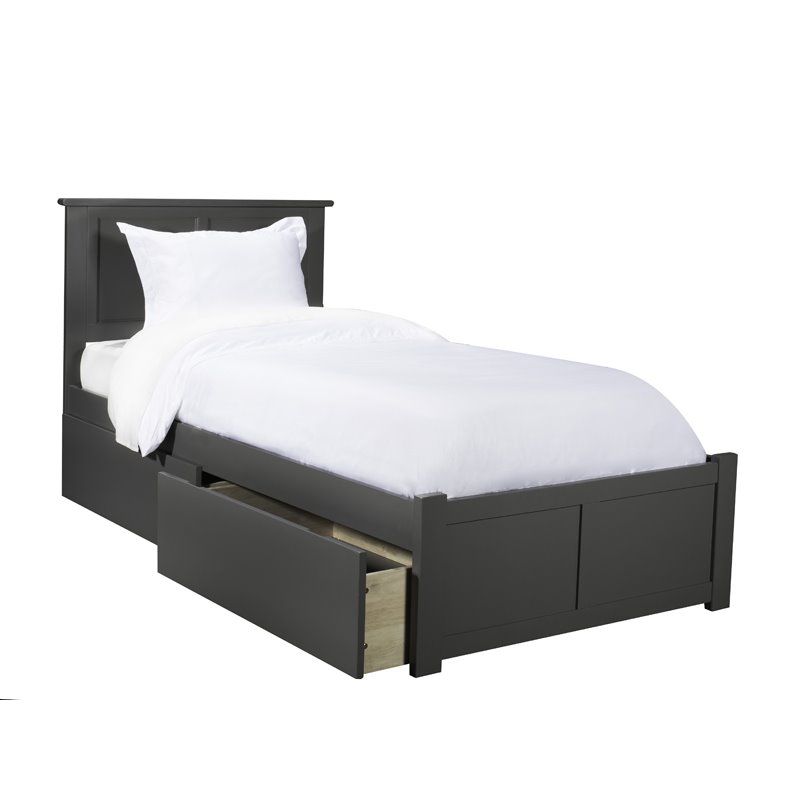 Leo Lacey Twin Xl Platform Bed With Flat Panel Foot Board And 2 Urban Drawers In Gray Leo Lacey Twin Xl Platform Bed With Flat Panel Foot Board And 2 Urban Drawers In Gray