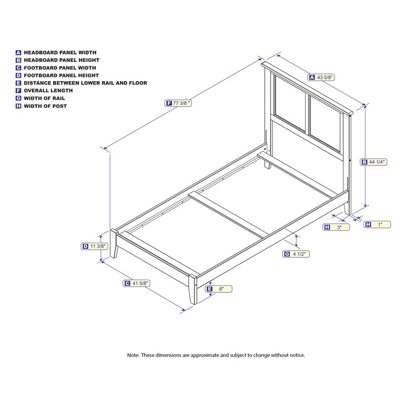 Leo & Lacey Madison Twin Solid Wood Foundation Bed in Grey