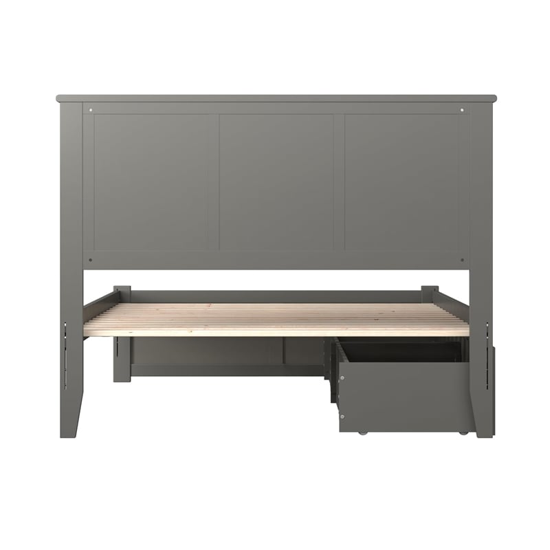 Leo & Lacey Madison Twin Wood Platform Bed w/Footboard & Storage Drawers in Grey