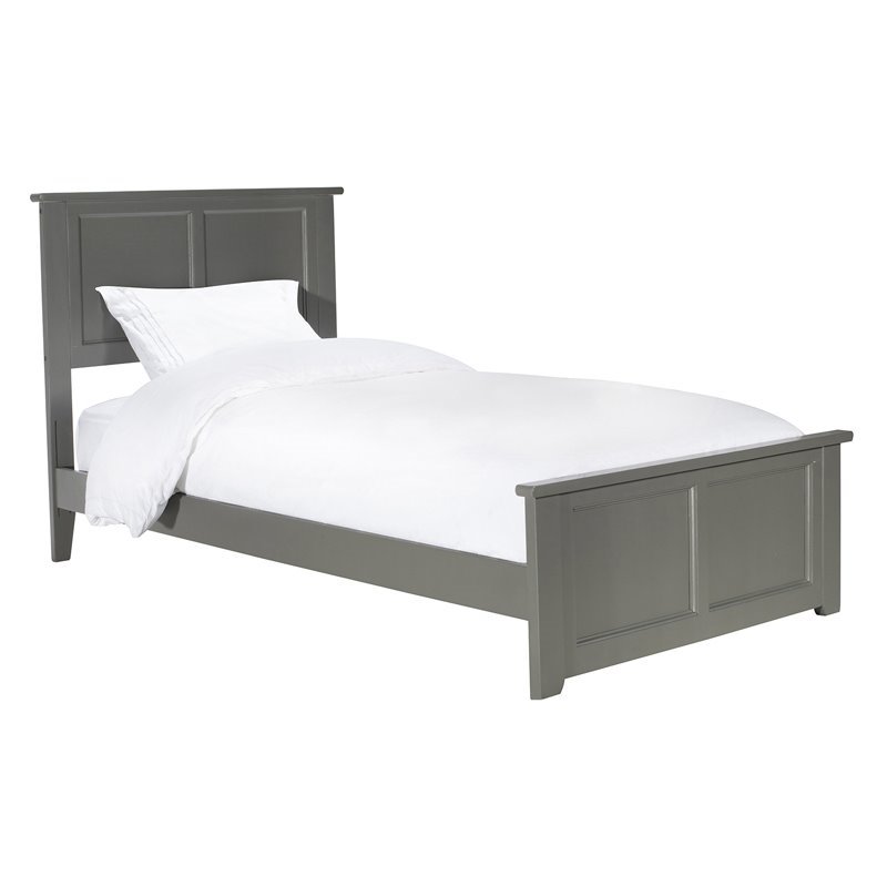 Leo & Lacey Madison Twin Wood Foundation Bed with Matching Footboard in Grey