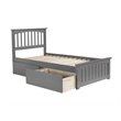 Leo & Lacey Twin Platform Bed with Footboard and 2 Urban Bed Drawers in Gray