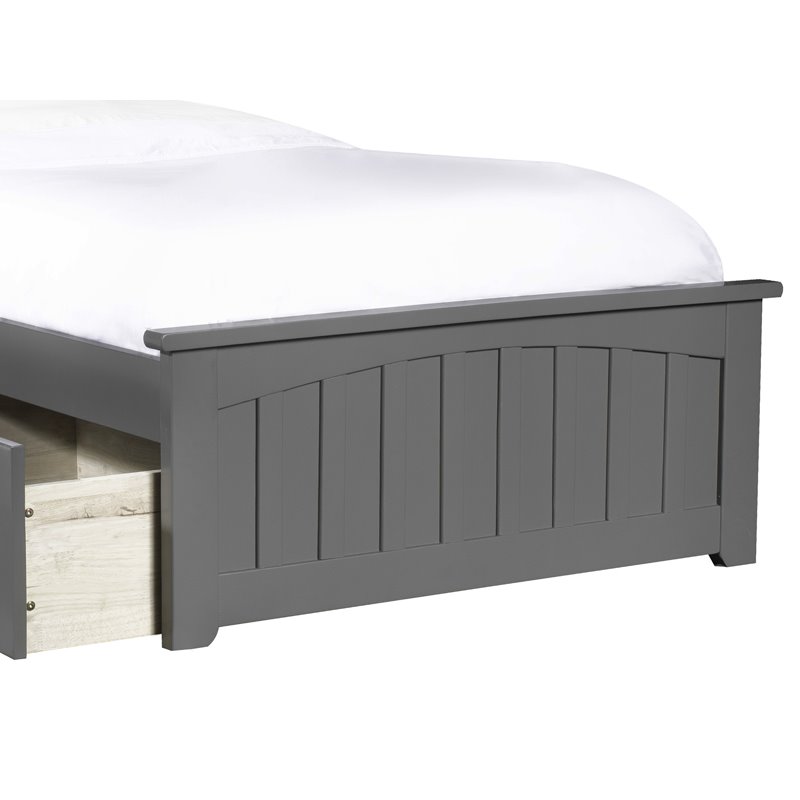 Leo & Lacey Twin Platform Bed with Footboard and 2 Urban Bed Drawers in Gray