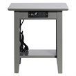Leo & Lacey Traditional Solid Wood End Table with Charger in Gray