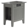 Leo & Lacey Traditional Wood Side Table with Charger in Gray
