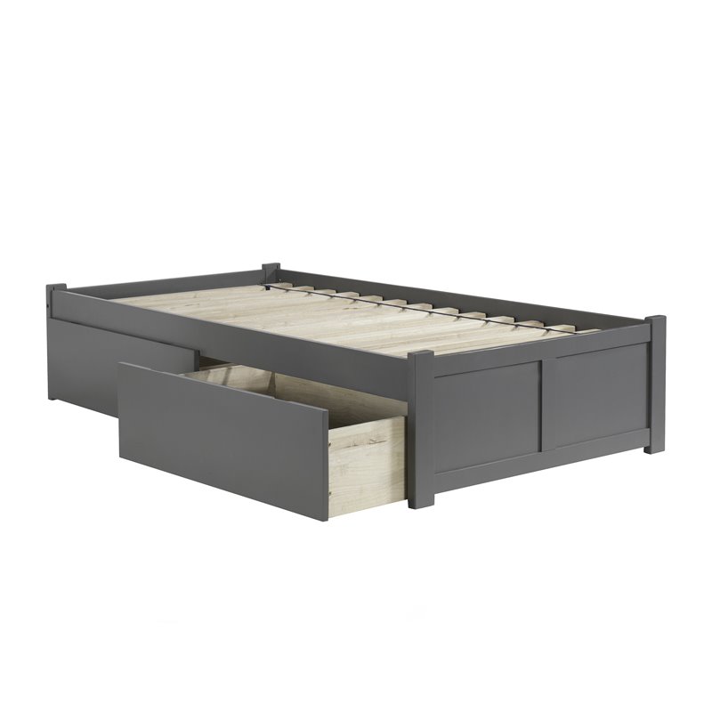 Leo Lacey Twin Platform Bed With, Twin Box Bed With Drawers