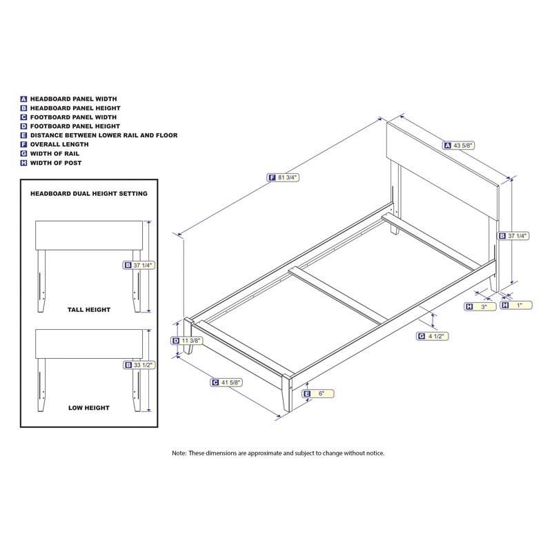Leo & Lacey Twin XL Traditional Bed in Gray