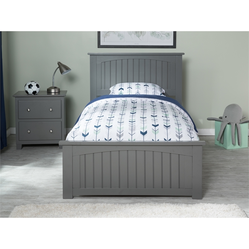 Leo & Lacey Modern Solid Wood Twin XL Platform Bed w/ 2 Storage Drawers in Gray
