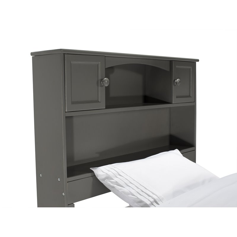 Leo & Lacey 2-Shelf Traditional Solid Wood Twin XL Bed in Gray